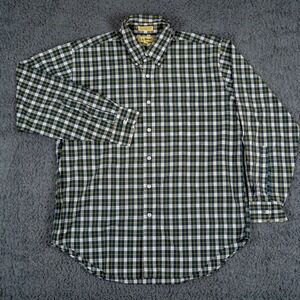 Vintage L.L. Bean Shirt Mens‎ 16.5 Green Plaid Long Sleeve Button Down